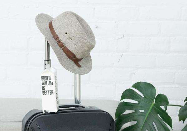 スーツケースと帽子
